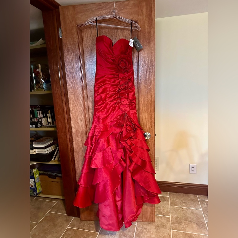 Jovani Red Strapless Gown